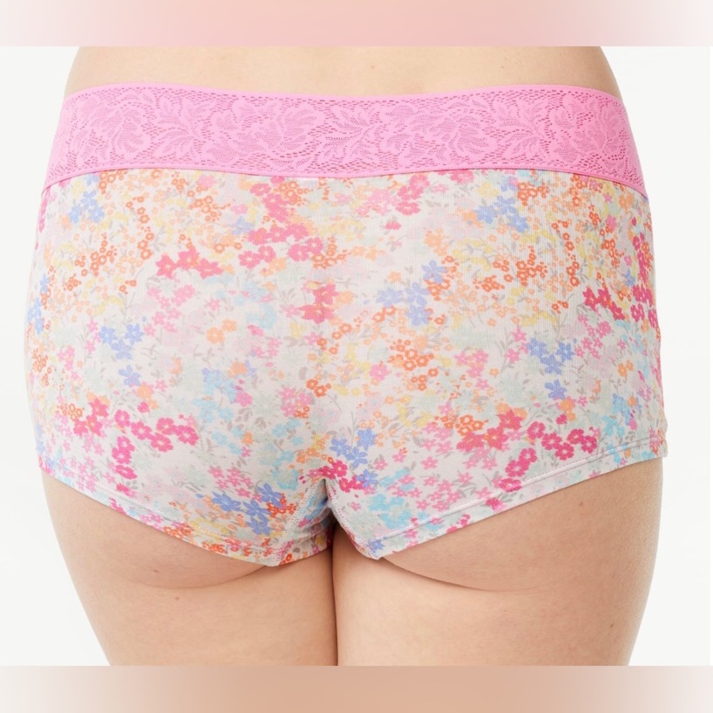 JoySpun Women’s 3PK  Boy short Lace Modal real floral peach blue peach  XXL(20) - Picture 5 of 5